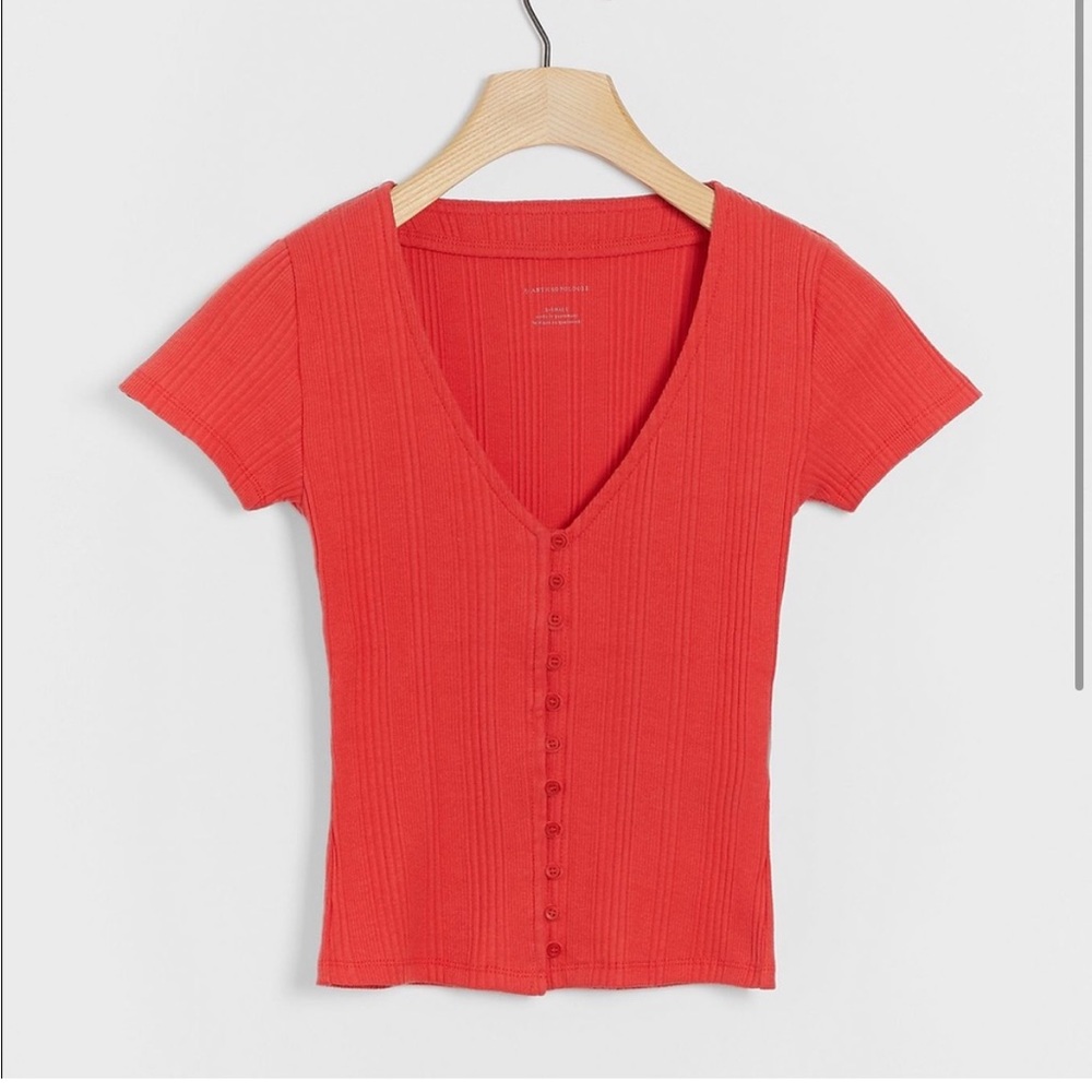 Anthropologie Mika Rib Knit Top Red - Picture 1 of 8